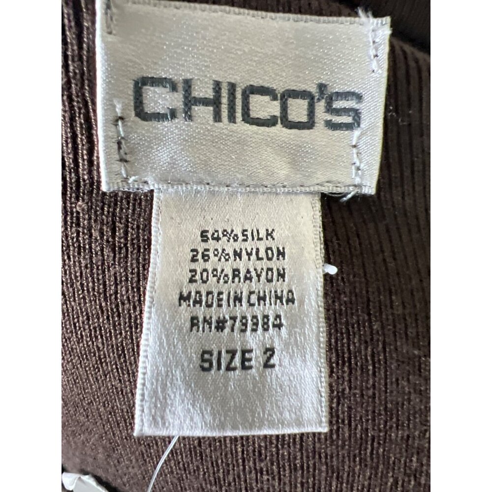 Chico's Brown V-Neck Long Sleeve Knit Top Pullover Sweater size M - Picture 7 of 8